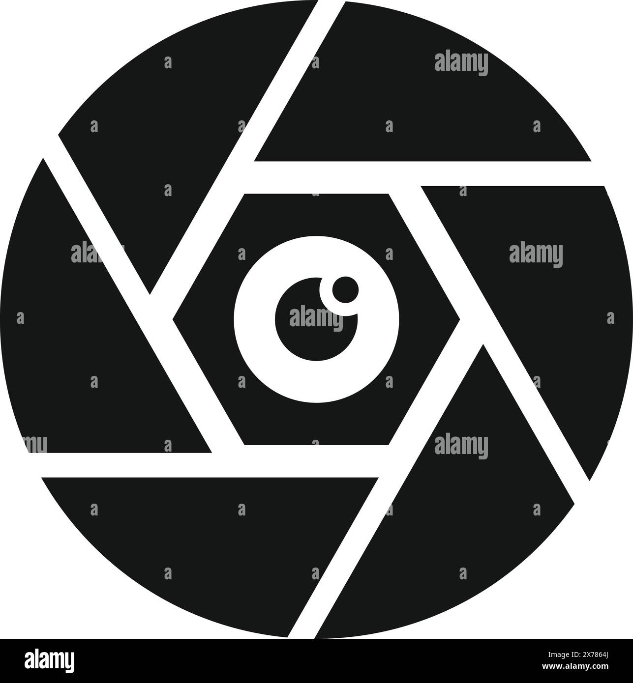 Icône d'obturateur d'appareil photo moderne avec illustration vectorielle et symbole d'ouverture en noir et blanc, représentant la technologie de photographie contemporaine et l'équipement professionnel Illustration de Vecteur