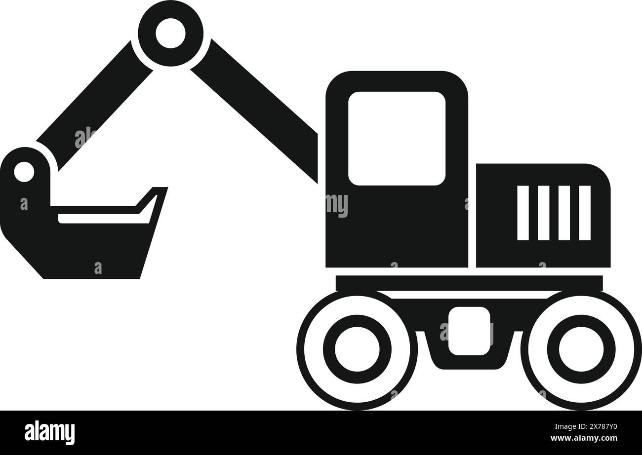 Illustration vectorielle détaillée d'une icône de pelle noire et blanche avec un design minimaliste et simple. Parfait pour les œuvres d'art de construction et de machines industrielles Illustration de Vecteur