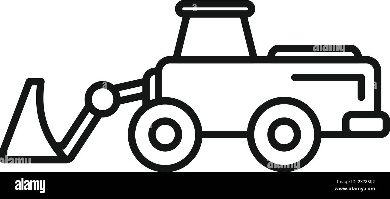 Illustration vectorielle simpliste d'un bulldozer dans le style art au trait, isolé sur fond blanc Illustration de Vecteur