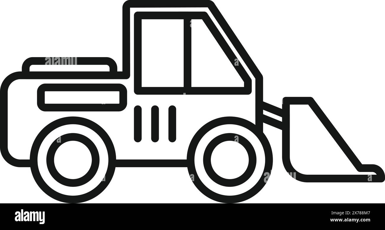 Dessin au trait simple d'une chargeuse compacte, idéale pour les thèmes de construction Illustration de Vecteur