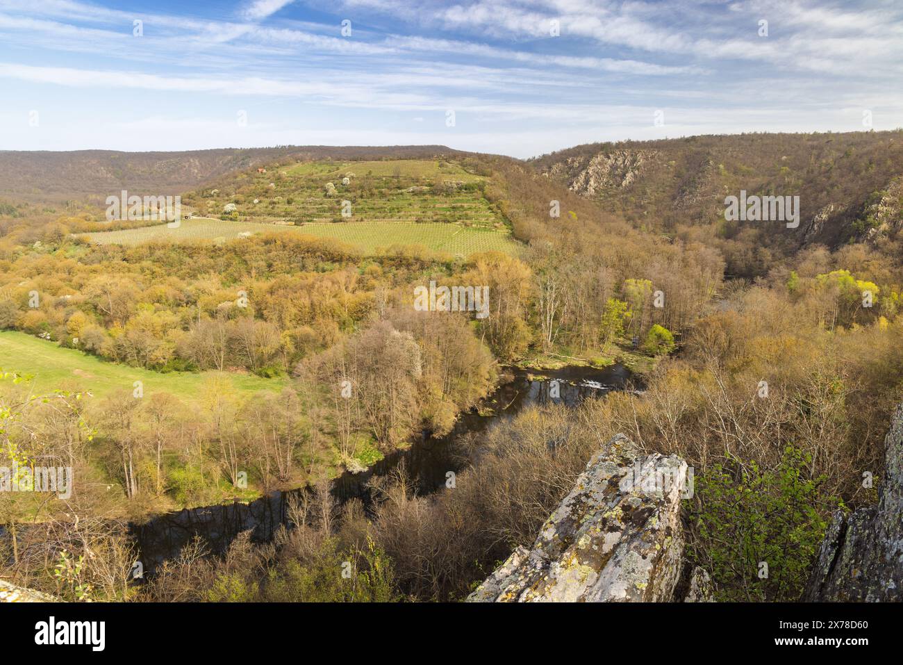 Belvédère de neuf moulins dans le parc national de Podyji, près de la ville de Znojmo dans la région de Moravie du Sud, République tchèque, Europe. Banque D'Images