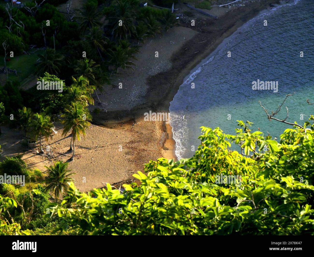 Vue aérienne de la plage caribéenne de Terre de Haut, les Saintes, Guadeloupe Banque D'Images