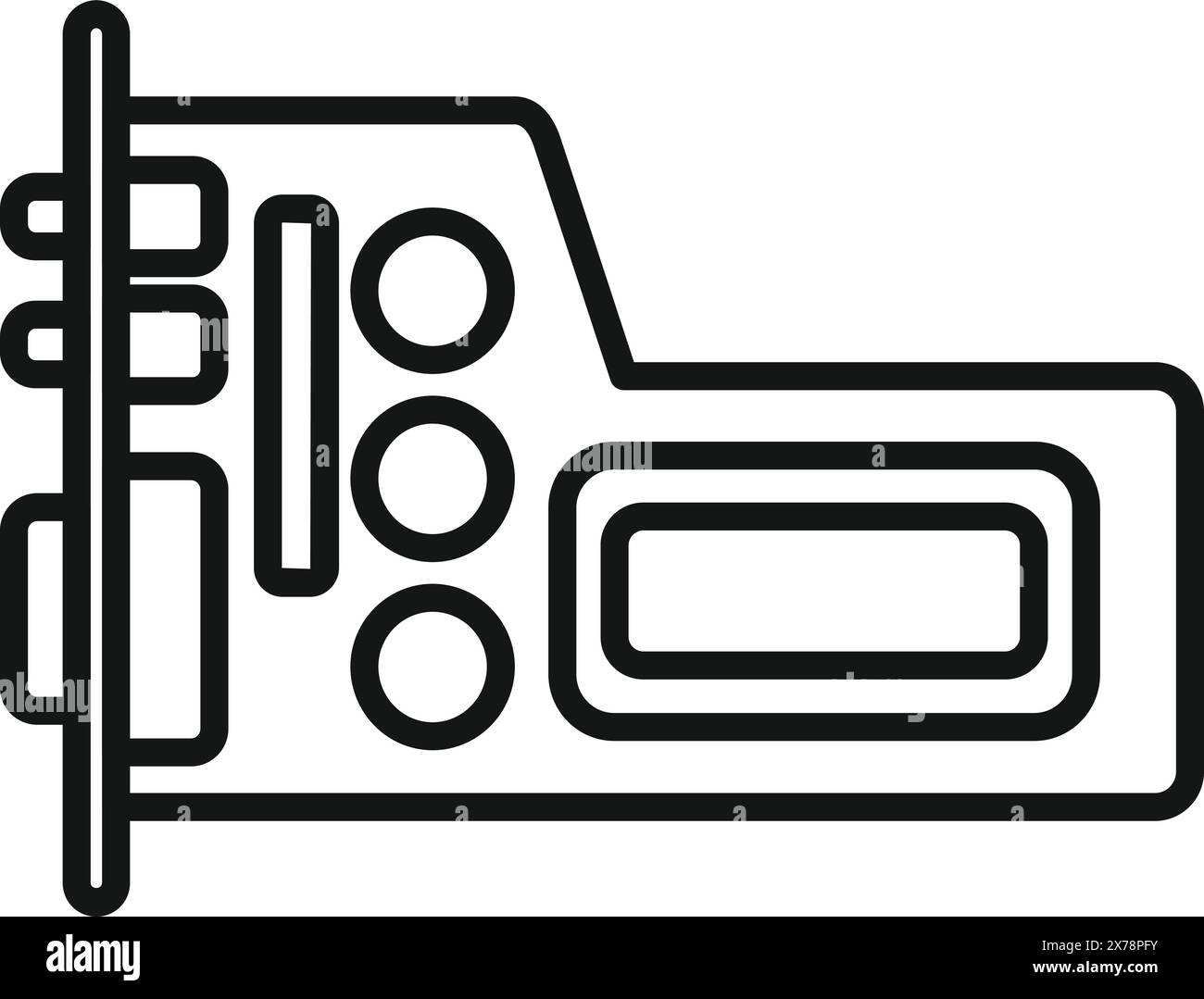 Vecteur d'art de ligne noir et blanc d'une icône d'appareil photo numérique moderne Illustration de Vecteur