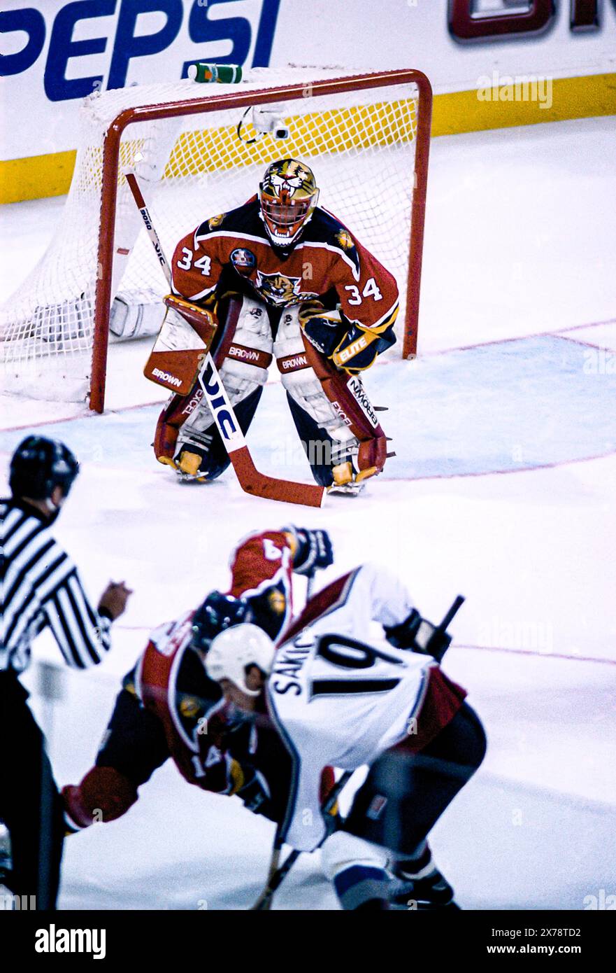 John Vanbiesbrouck, gardien des Panthers de la Floride lors de la finale de la Coupe Stanley en 1996. Banque D'Images