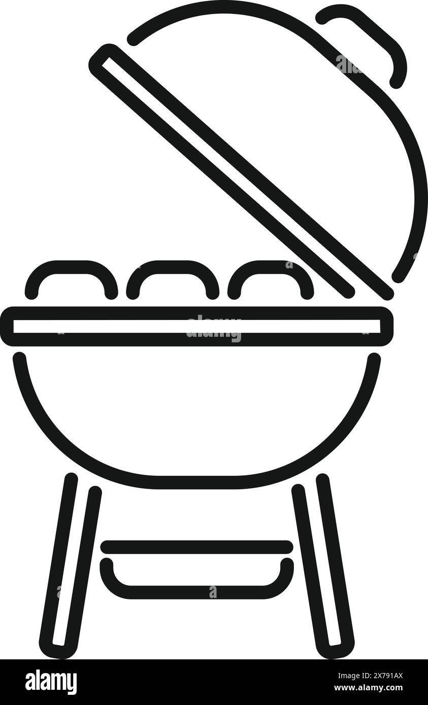Dessin au trait minimaliste d'une icône de barbecue au charbon de bois pour barbecue, grillage et concept d'illustration vectorielle de cuisson extérieure. Parfait pour le web, l'image de marque et la conception de logo de restaurant Illustration de Vecteur