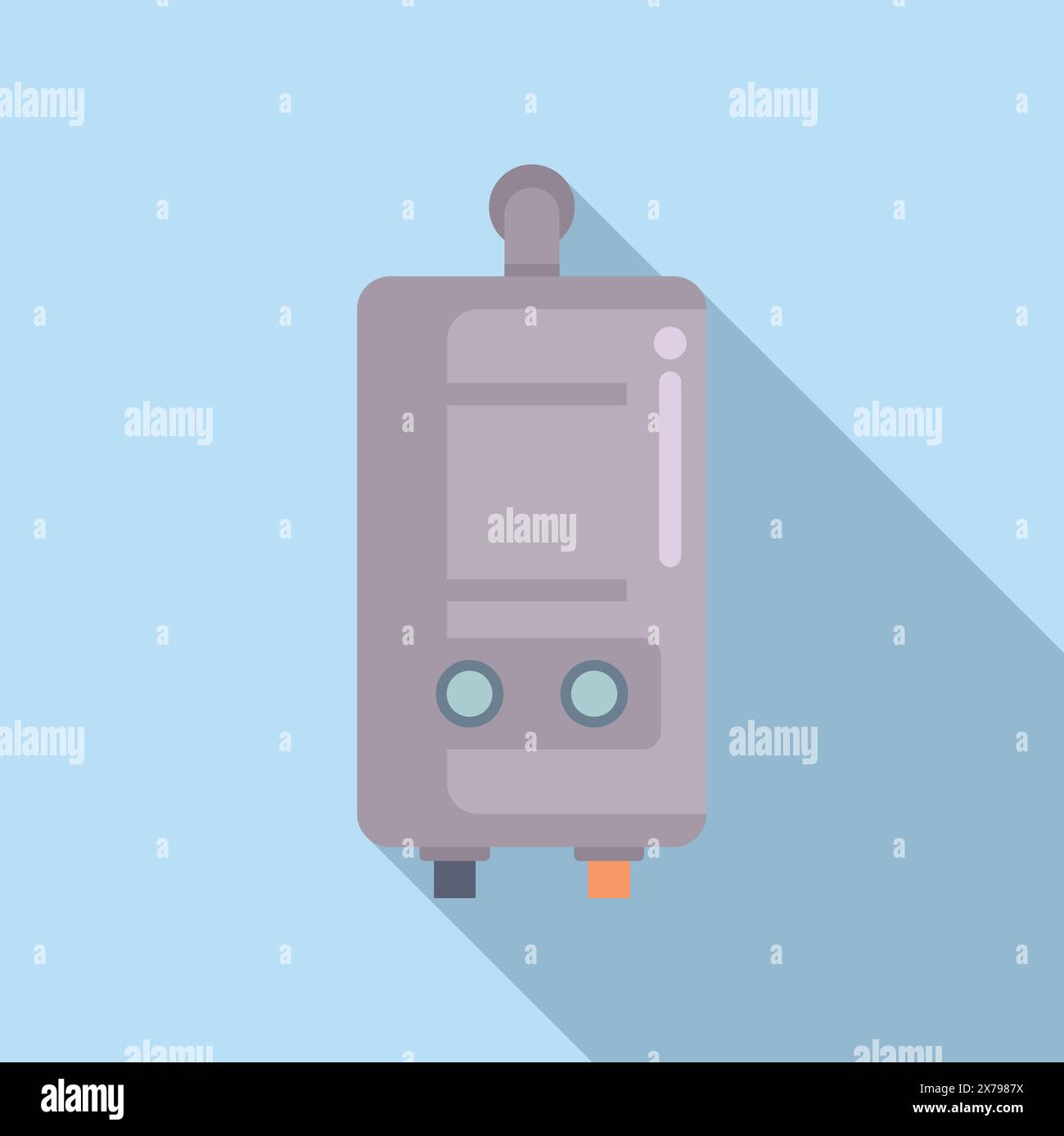 Icône de conception plate d'une chaudière à gaz domestique sur un fond bleu, parfait pour le web et l'impression Illustration de Vecteur