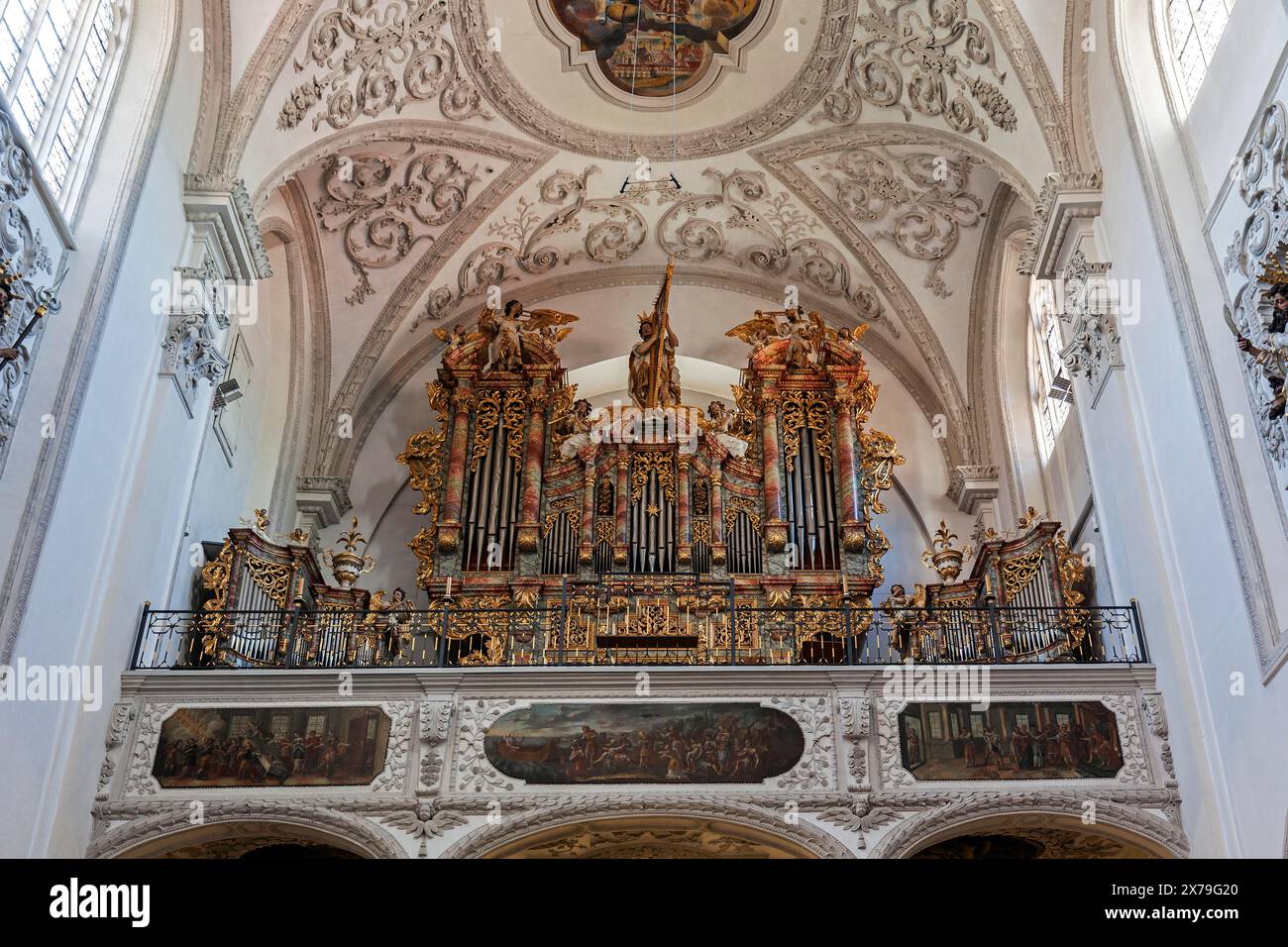 Orgue de l'église paroissiale Mariae Himmelfahrt, Landsberg am Lech, haute-Bavière, Bavière, Allemagne Banque D'Images