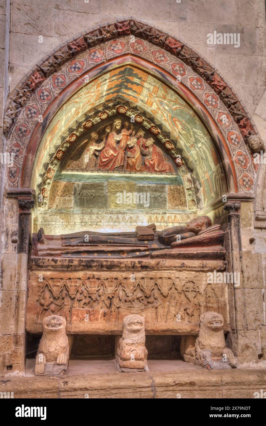 Tombe médiévale, vieille cathédrale de Salamanque, Salamanque, site du patrimoine mondial de l'UNESCO, Espagne Banque D'Images