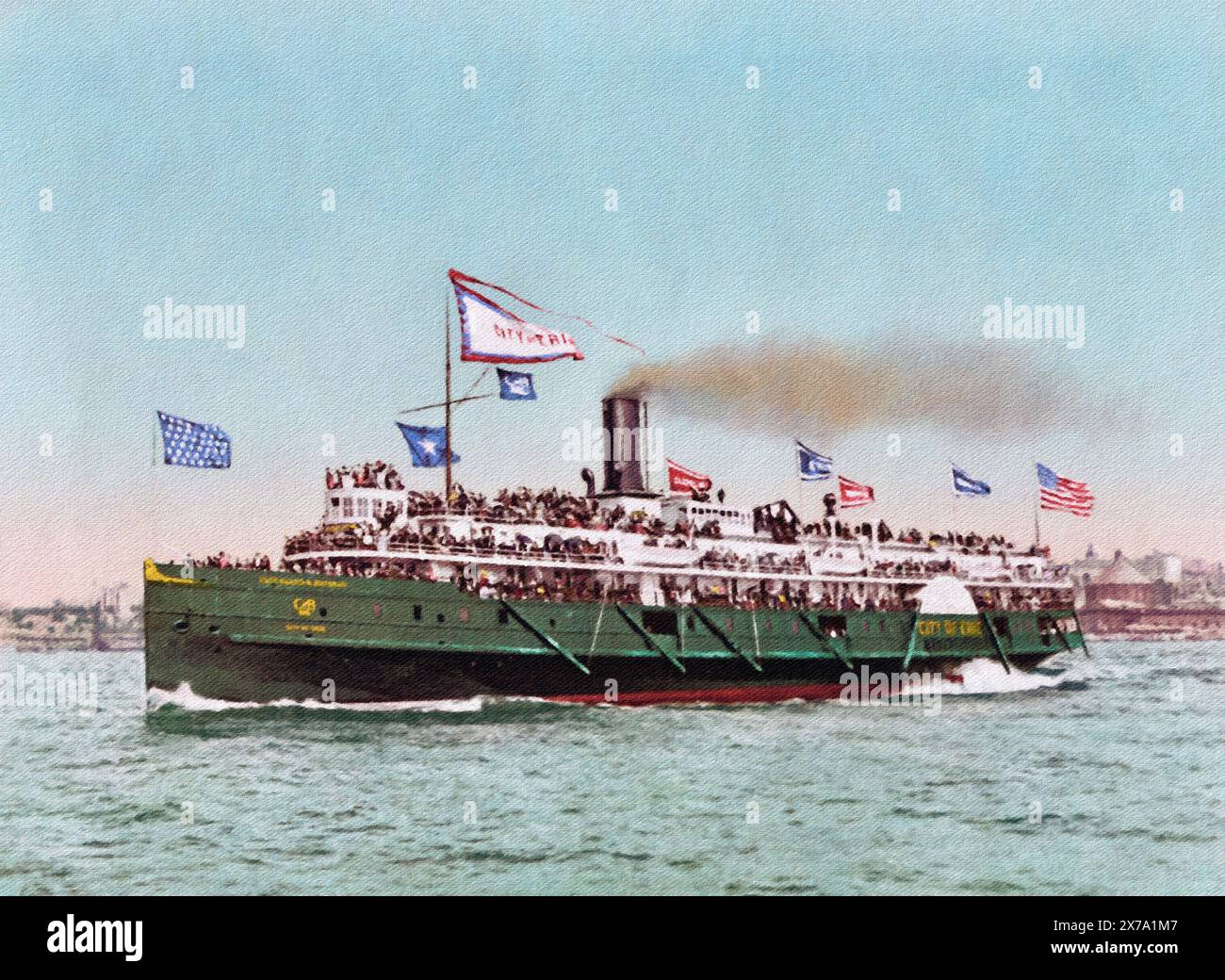 Bateau à vapeur, PS City of Erie, Cleveland Buffalo transit Company 1900. Banque D'Images