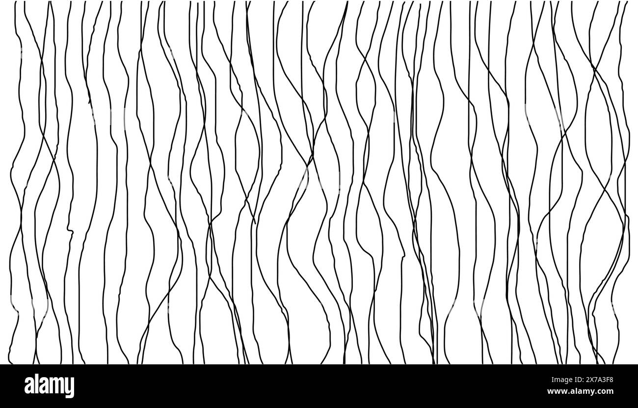 Ligne de papier peint sans couture à fond ondulé dessinée à la main Illustration de Vecteur