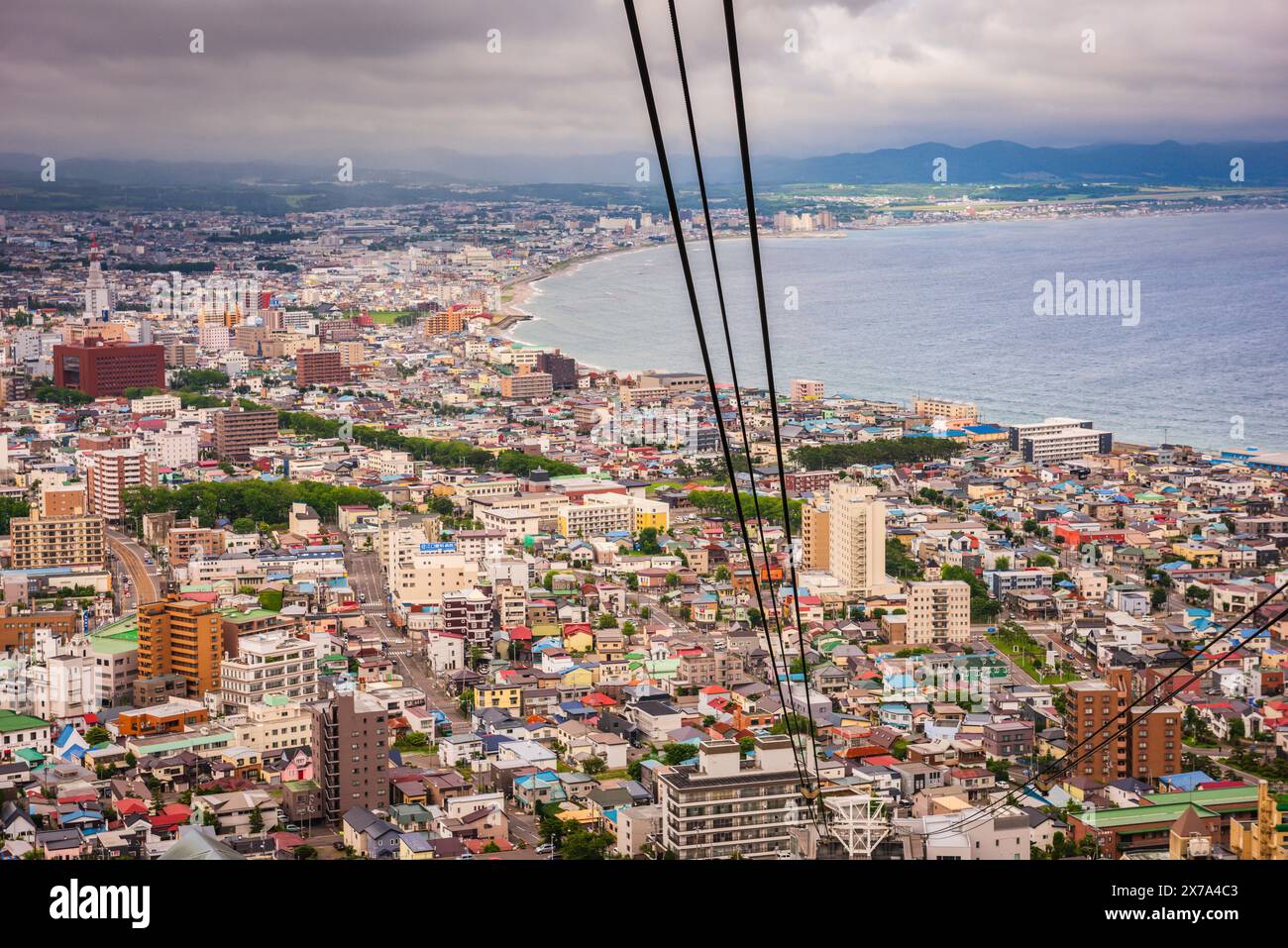 Vue de la ville de Hakodate au Japon depuis le Mt. Téléphérique de Hakodate. Banque D'Images