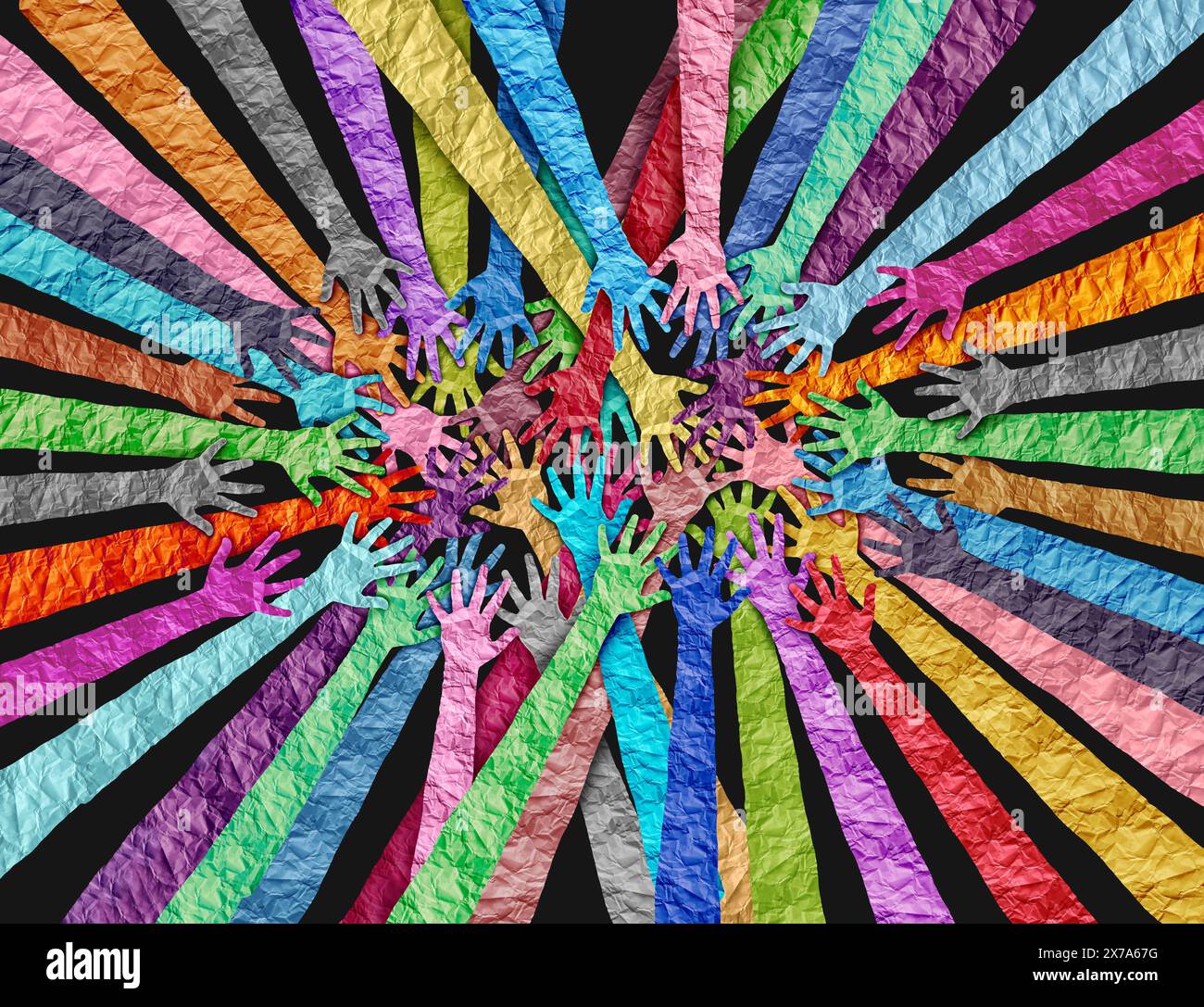 L'unité et l'acceptation ou l'inclusion et l'appartenance comme un concept d'équité de l'intégration de la diversité avec l'égalité sociale des différentes cultures AS Banque D'Images