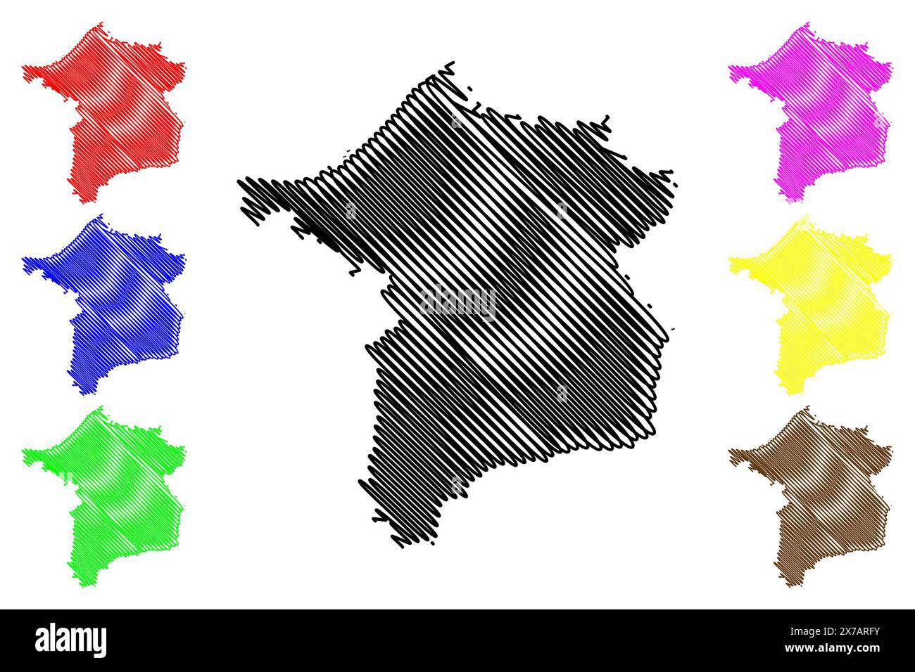 District de Ried im Innkreis (République d'Autriche ou état d'Österreich, haute-Autriche ou Oberösterreich) carte illustration vectorielle, scribble croquis Bezirk R. Illustration de Vecteur