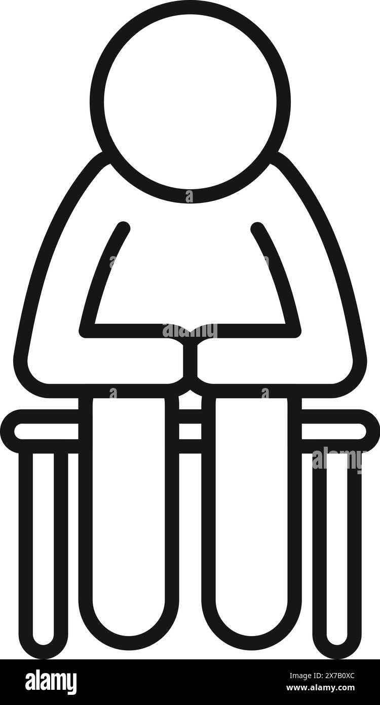 Simple dessin au trait noir et blanc représentant une personne assise et englouti dans un livre Illustration de Vecteur
