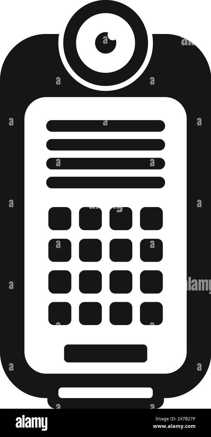 Silhouette noire et blanche d'une télécommande ancienne, idéale pour les graphismes tech Illustration de Vecteur