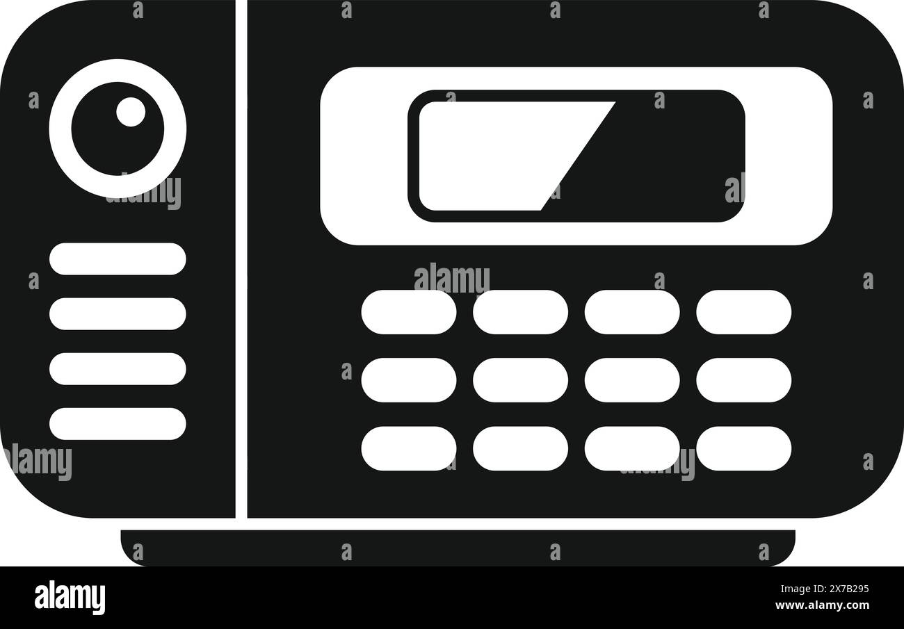 Icône vectorielle noire et blanche représentant un four à micro-ondes rétro, idéal pour les thèmes des appareils de cuisine Illustration de Vecteur