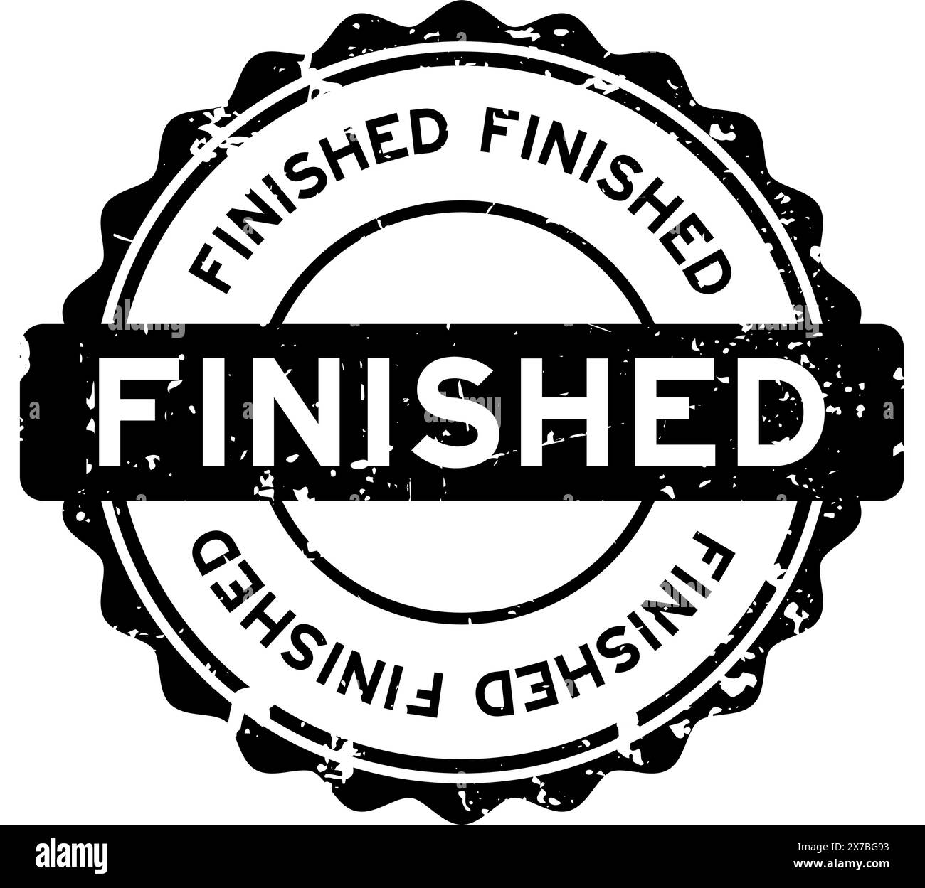 Grunge noir fini mot rond sceau en caoutchouc timbre sur fond blanc Illustration de Vecteur