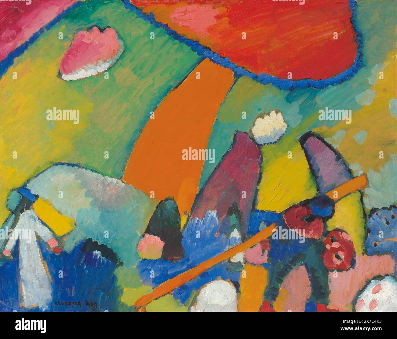 Scène de plage [ Strandszene] peinture de l'artiste peintre russe Wassily Kandinsky. 1909 Banque D'Images