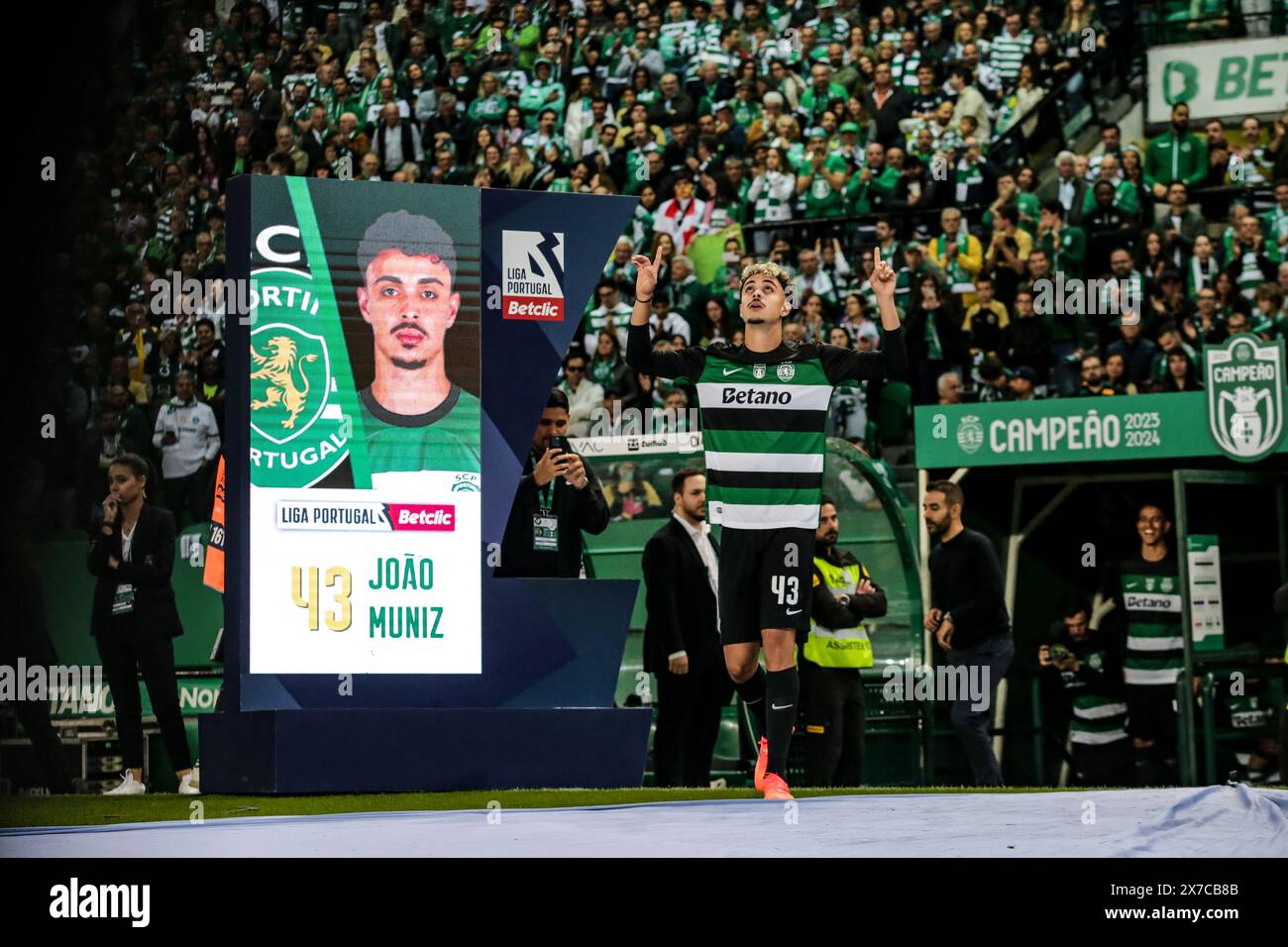 Lisboa, 18/05/2024 - Hoje a equipa do Sporting Clube de Portugal, recebeu a equipa do Chaves na 34ª Jornada do Campeonato Nacional da Liga Portugal Betclic no Estádio José Alvalade em Lisboa. João Muniz (Mário Vasa / Global Imagens) Banque D'Images