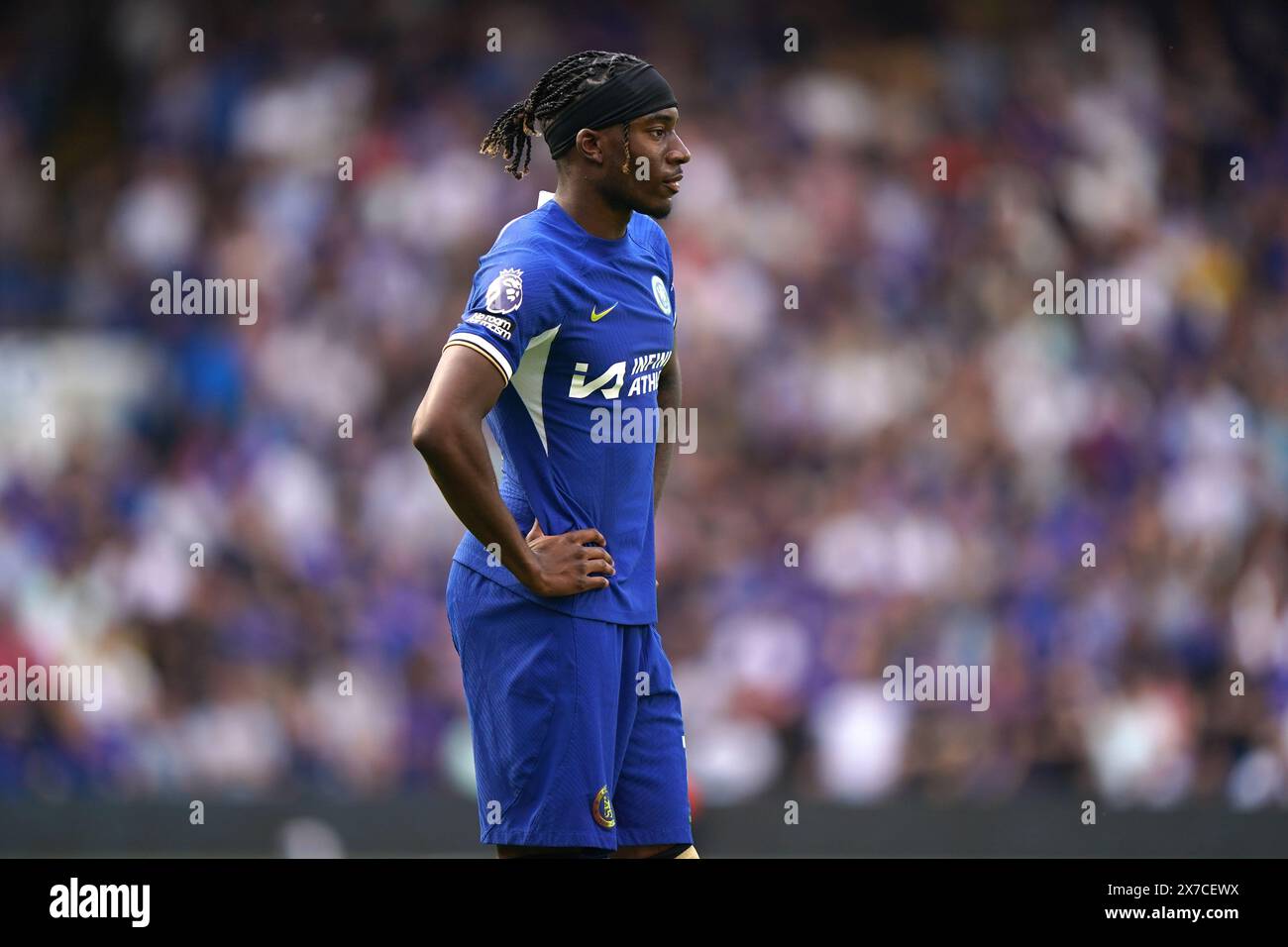 Noni Madueke de Chelsea lors du match de premier League à Stamford Bridge, Londres. Date de la photo : dimanche 19 mai 2024. Banque D'Images