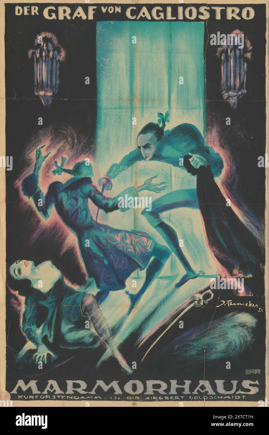 Der Graf von Cagliostro (1920) affiche de film allemand. Banque D'Images