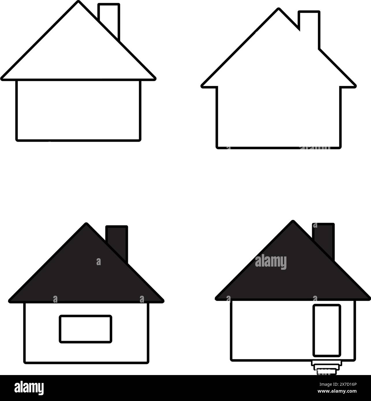 Maison ou immobilier. Icônes de contour d'accueil Illustration de Vecteur