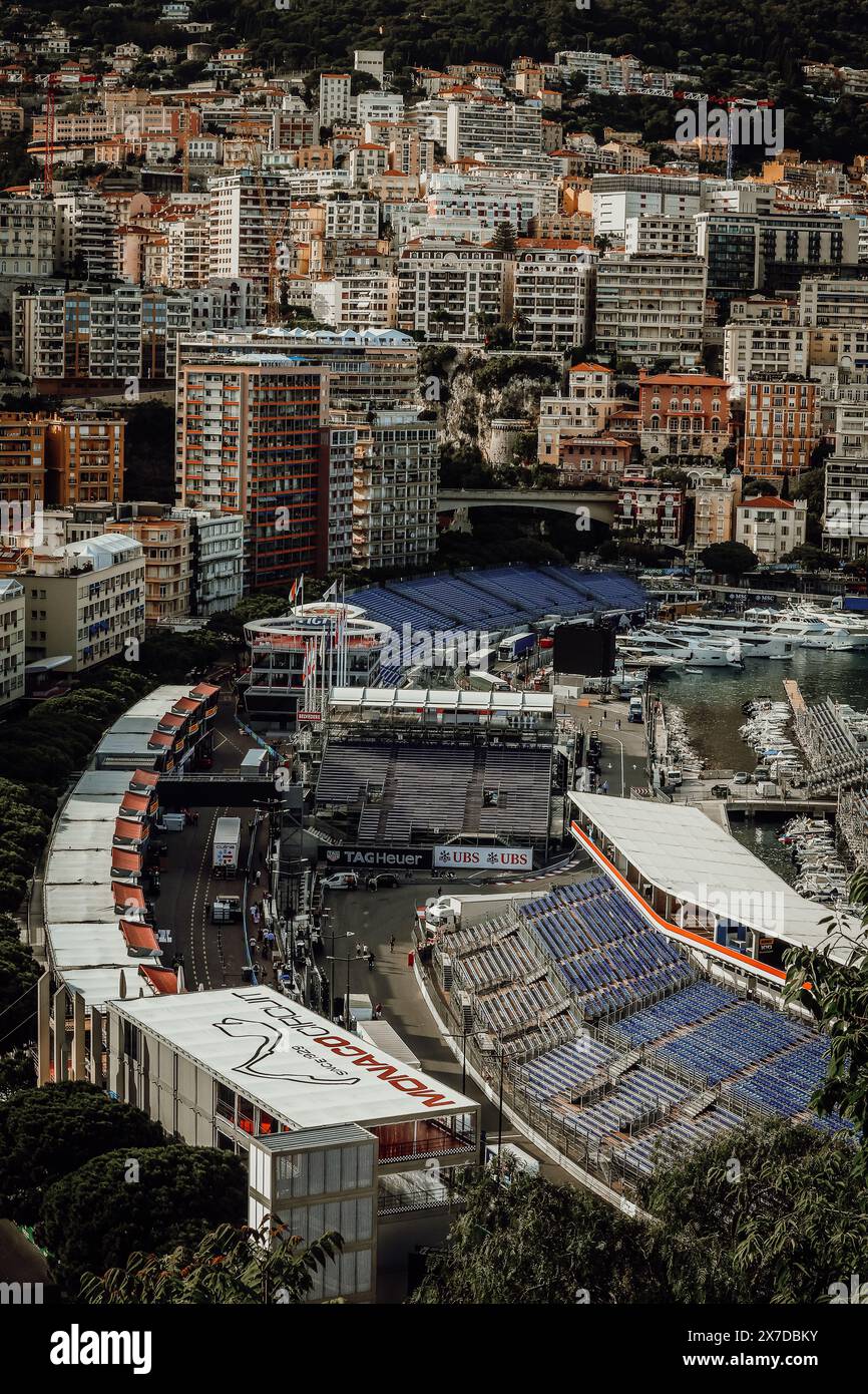 © SPORTPIXPRESS/MAXPPP, Monaco. 19 mai 2024. MAGAZINE PADDOCK FORMULA ONE MONACO GRAND PRIX INSTALLATION vue générale de Formula One Monaco GP crédit : MAXPPP/Alamy Live News Banque D'Images