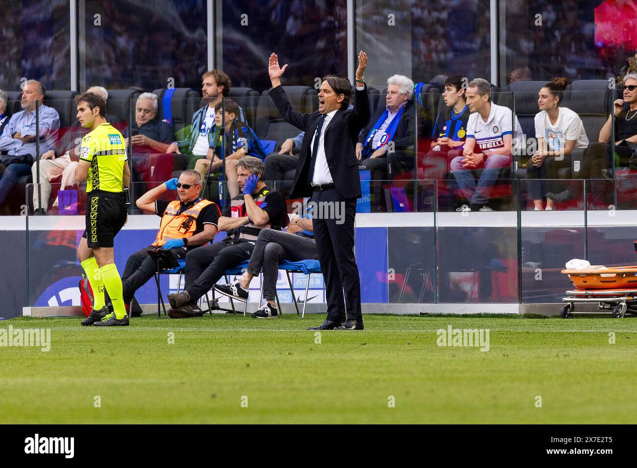 Milan, Italie. 19 mai 2024. Simone Inzaghi en action lors du match de Serie A entre le FC Internazionale et le SS Lazio au stade Giuseppe Meazza de Milan, Italie, le 19 mai 2024 crédit : Mairo Cinquetti/Alamy Live News Banque D'Images