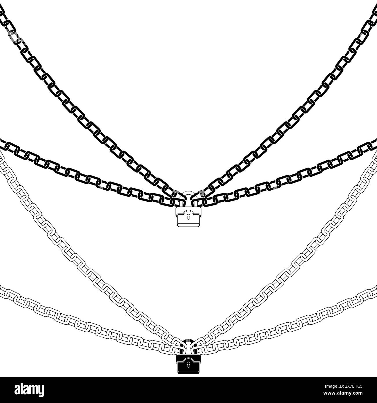 Conception vectorielle du signe d'alerte avec cadenas et chaînes Illustration de Vecteur