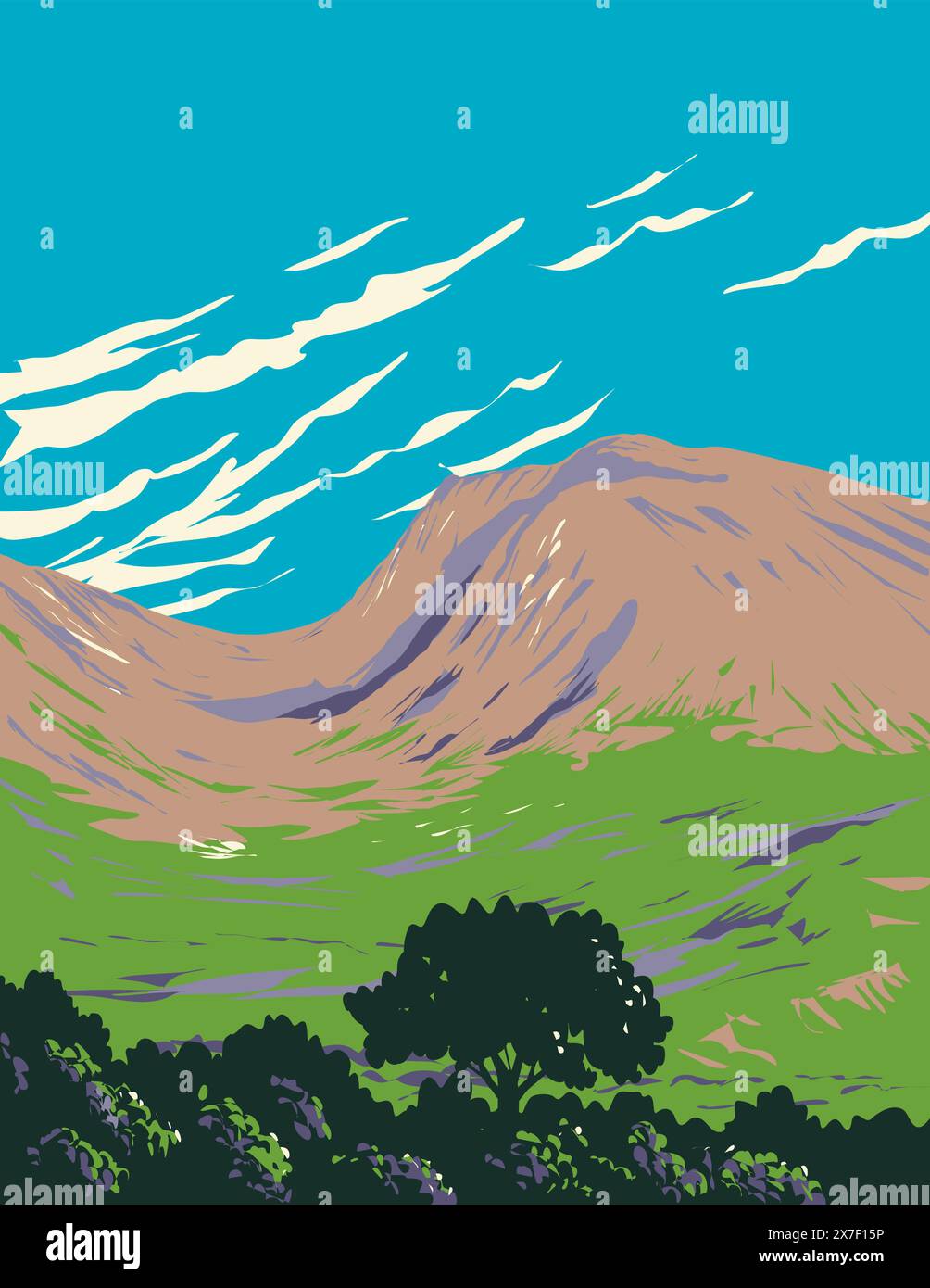 WPA affiche art de Ben Nevis ou Beinn Nibheis, la plus haute montagne en Écosse, le Royaume-Uni et les îles britanniques fait dans les travaux projet adminis Illustration de Vecteur