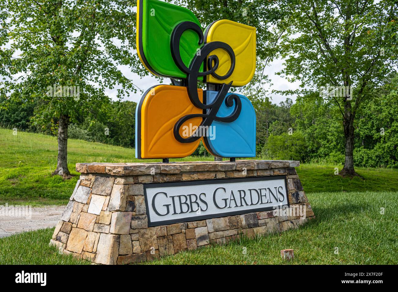 Entrée aux jardins Gibbs à ball Ground, Géorgie. (ÉTATS-UNIS) Banque D'Images