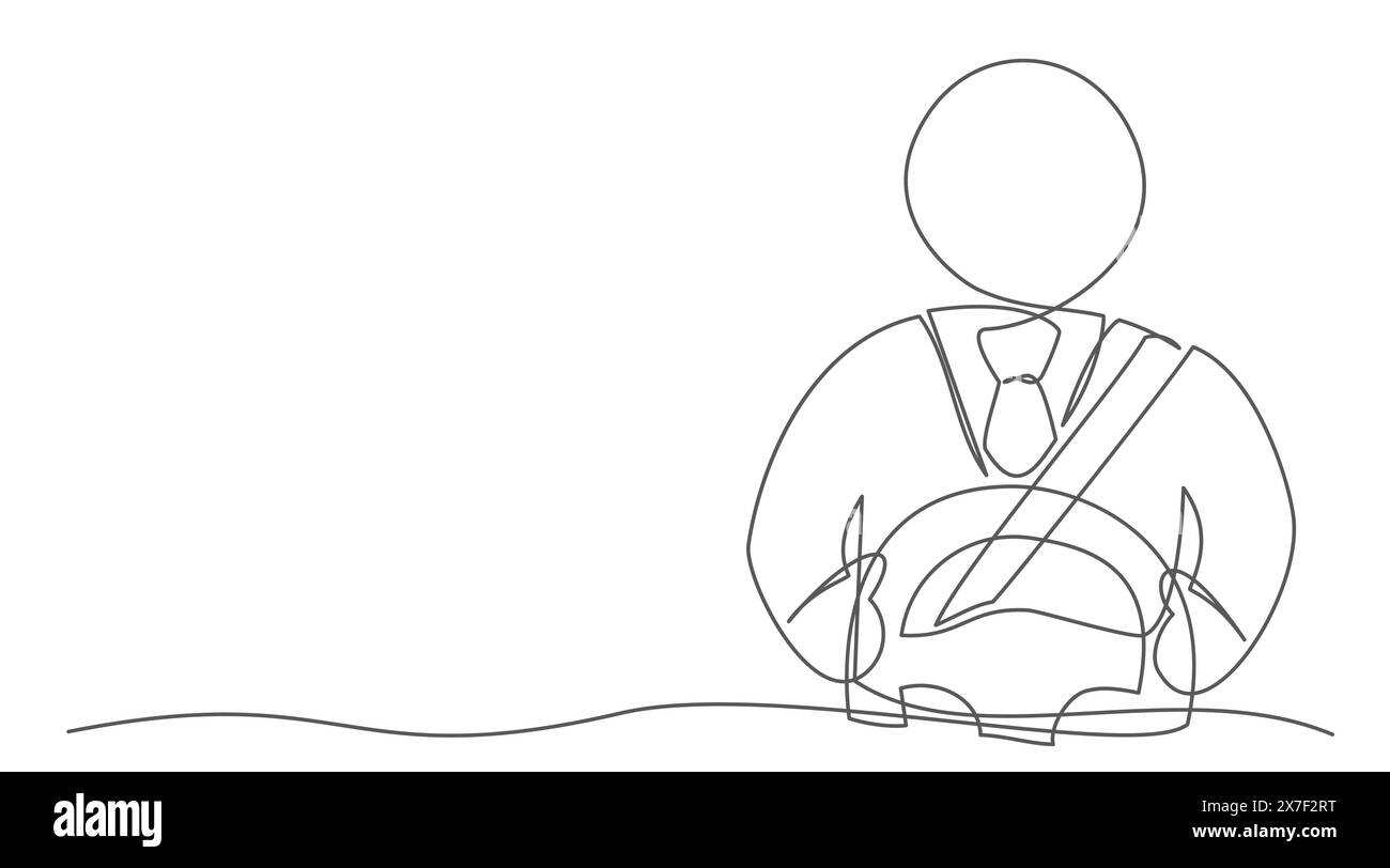 Conducteur de voiture dessin d'une ligne sur fond blanc Illustration de Vecteur