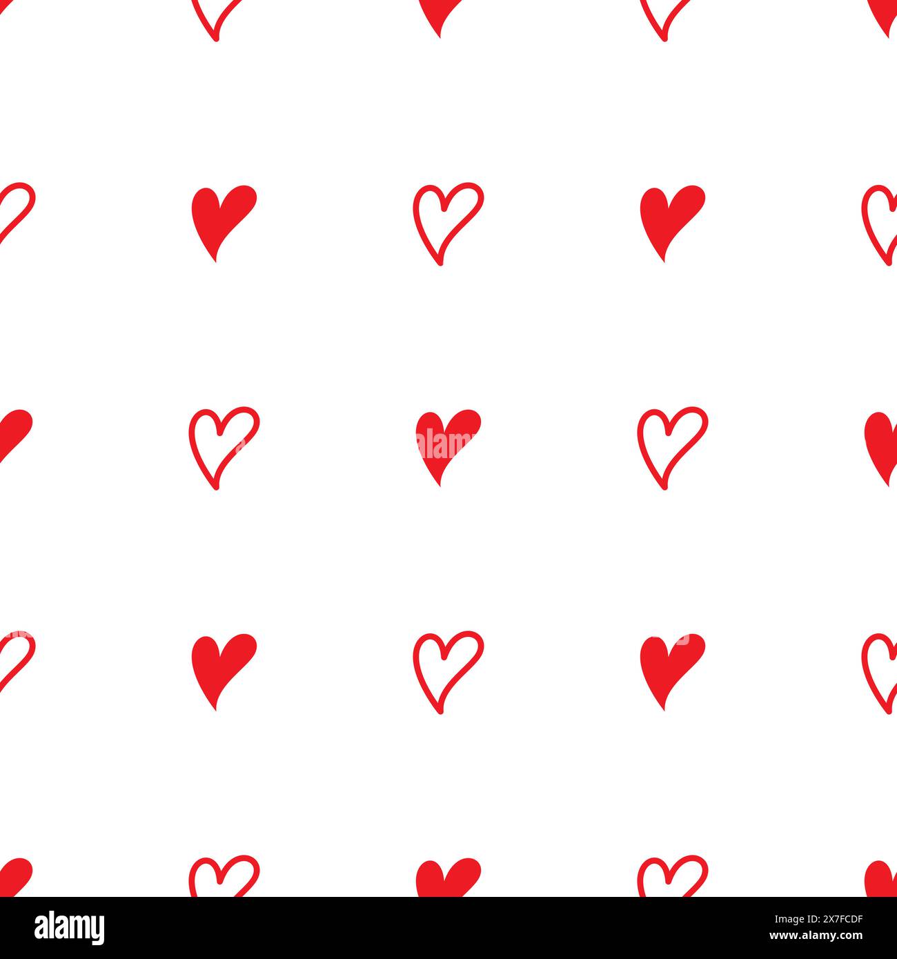 Coeurs rouges sur fond blanc modèle sans couture Illustration de Vecteur