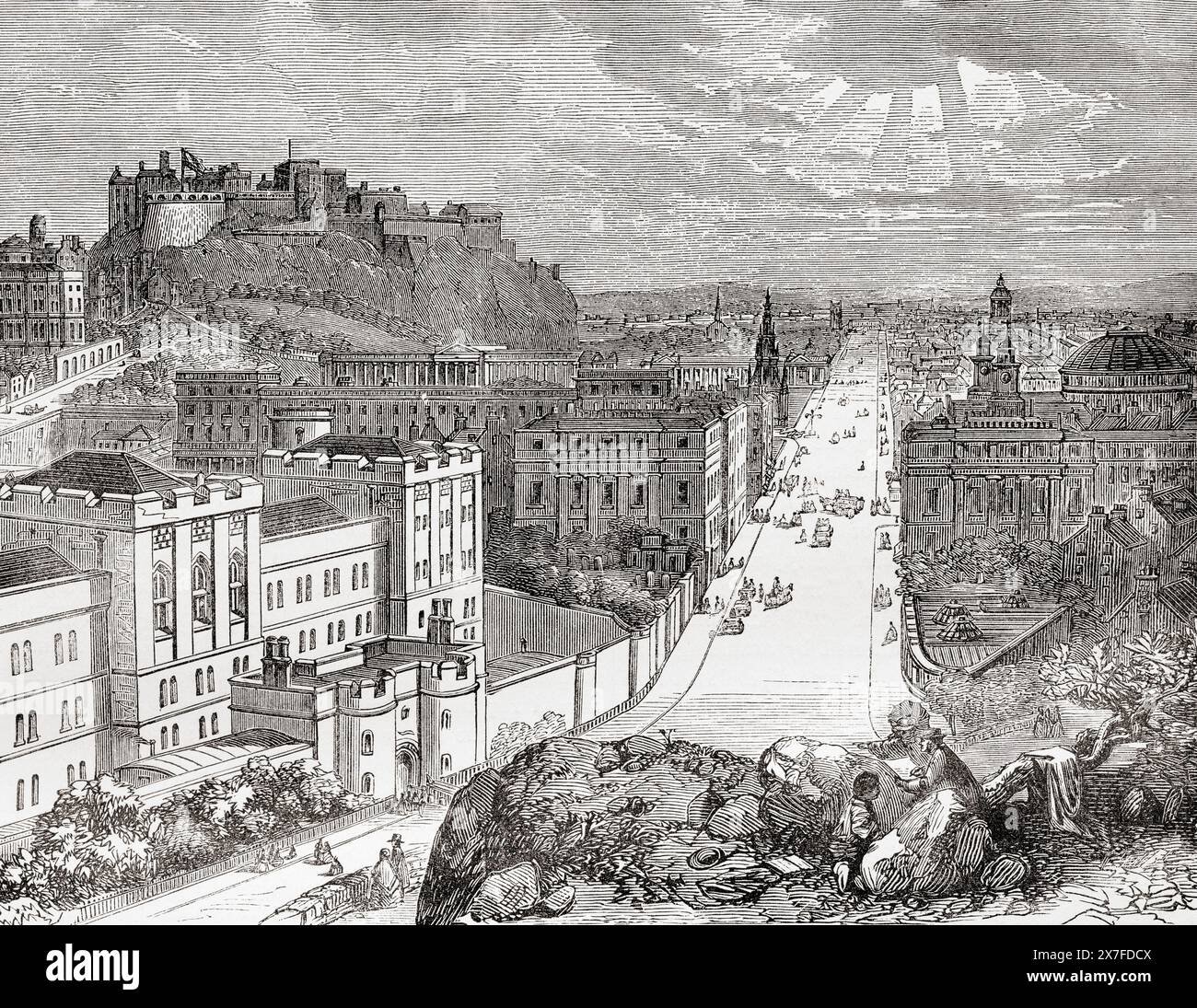 Vue d'Édimbourg, Écosse, XIXe siècle. Extrait de Cassell's Illustrated History of England. Banque D'Images