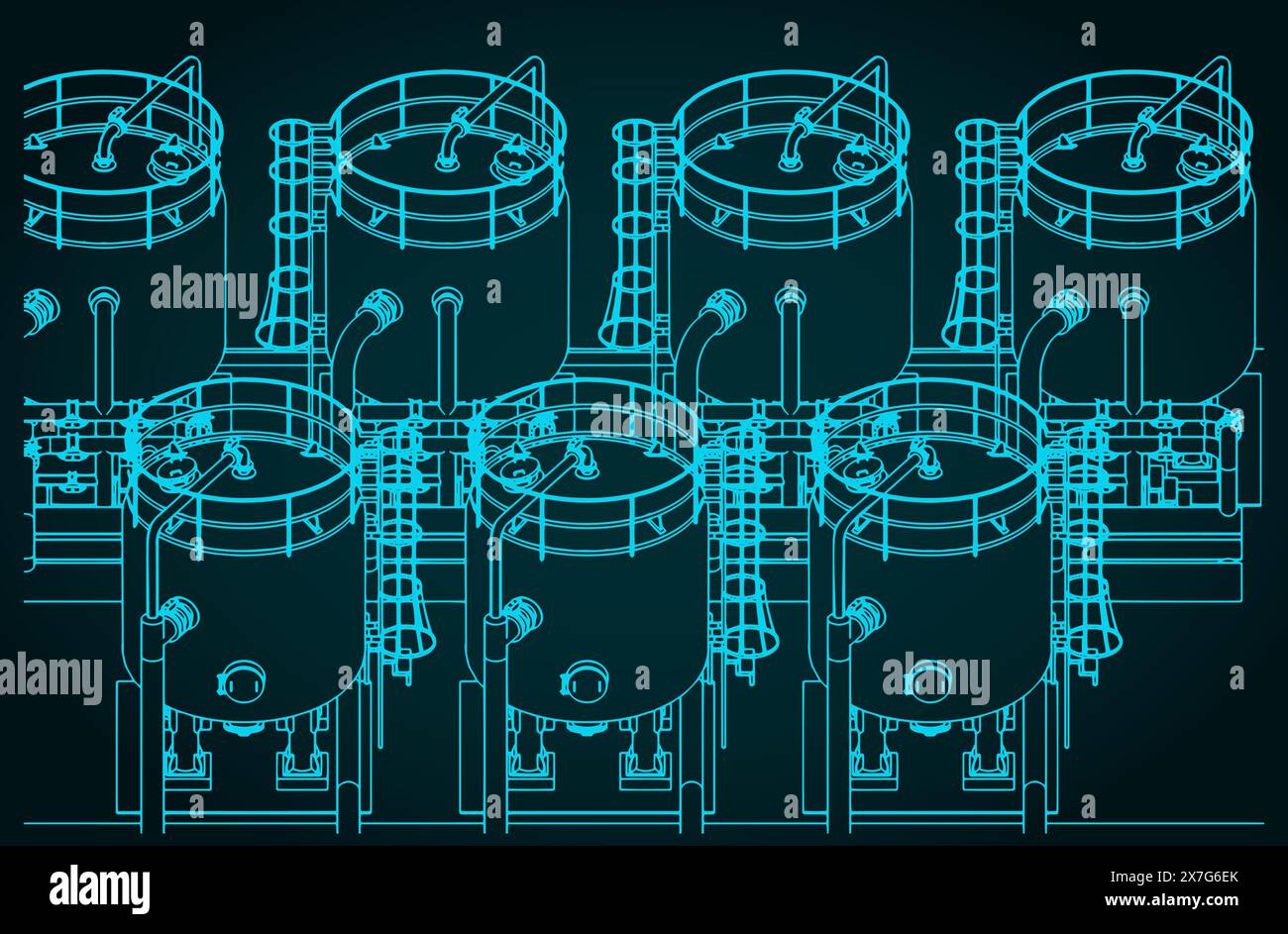 Illustration vectorielle stylisée de la production chimique. Les réservoirs se ferment Illustration de Vecteur