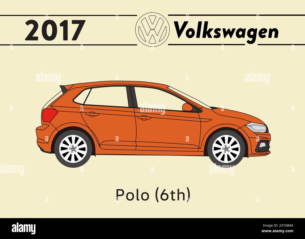2017 VW Polo art affiche voiture Illustration de Vecteur