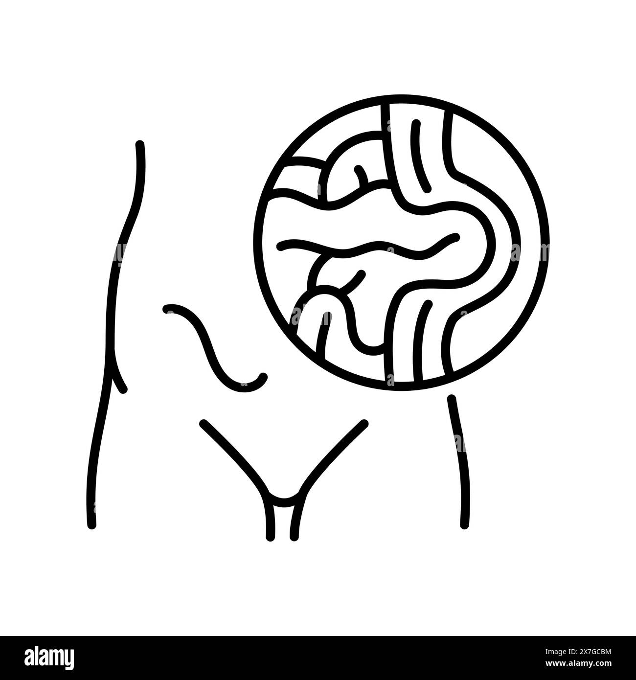 Icône noire de ligne herniaire. Signe des maladies humaines pour la page Web, l'application mobile, le bouton, le logo. Bouton isolé de vecteur. Contour modifiable. Illustration de Vecteur