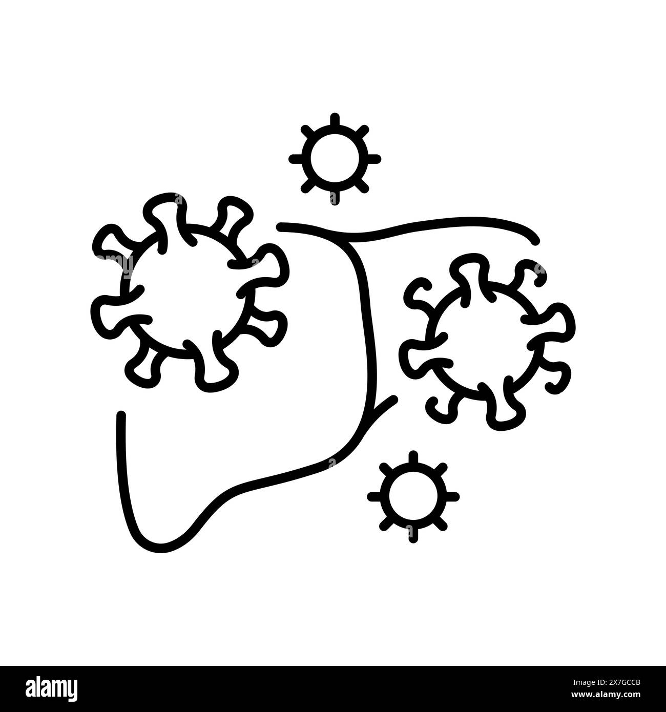 Icône noire de ligne d'hépatite. Signe de maladies virales pour la page Web, l'application mobile, le bouton, le logo. Bouton isolé de vecteur. Contour modifiable. Illustration de Vecteur