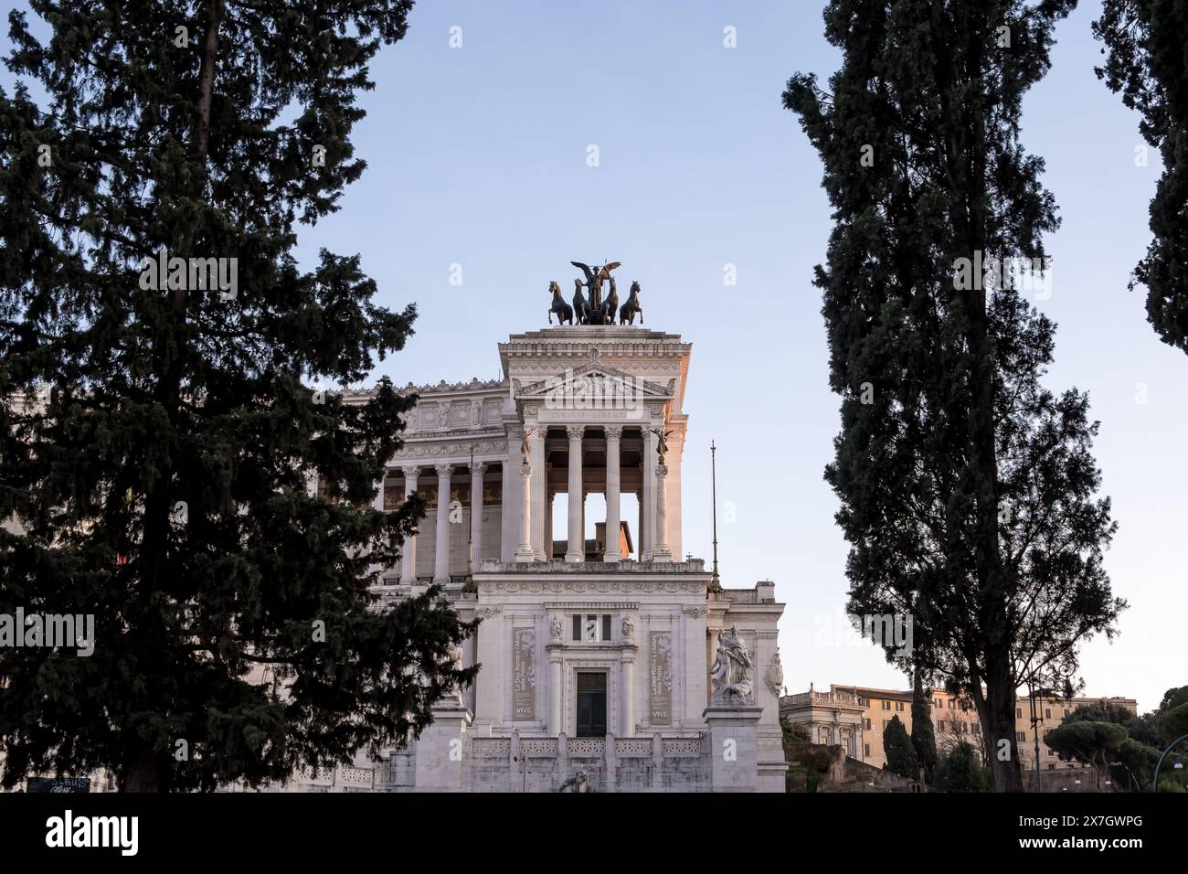 Détail du monument national Victor-Emmanuel II (1885-1935) à Rome, Italie, honorant le premier roi de l'Italie unifiée. Banque D'Images