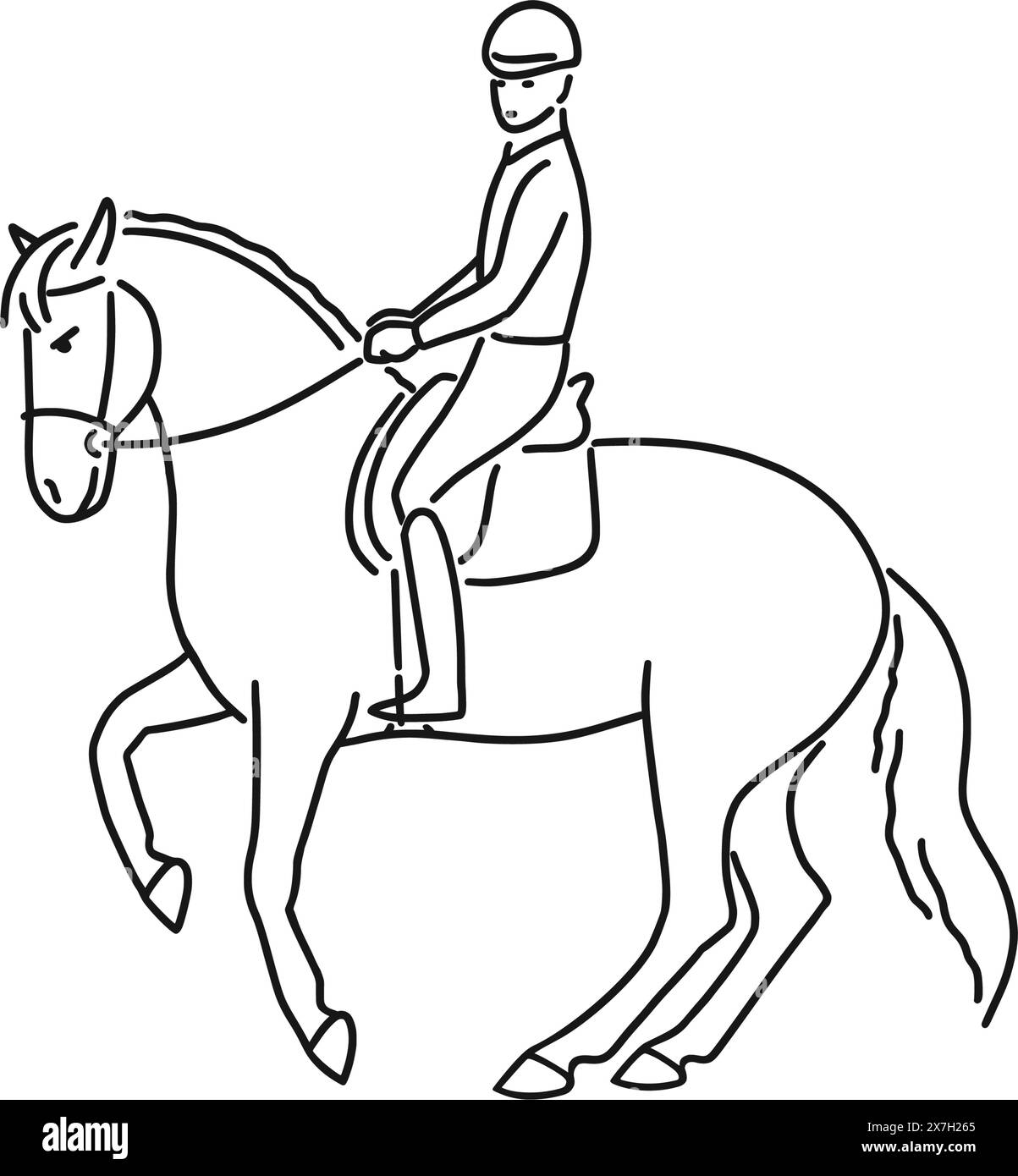 Dressage de cheval avec cavalier dans une pirouette de galop Illustration de Vecteur