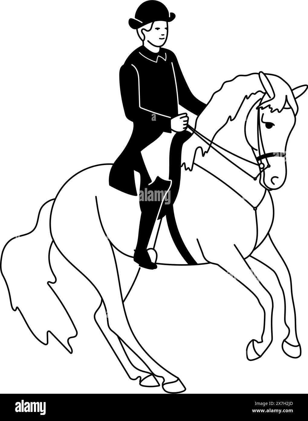Cavalier de dressage classique effectue une pirouette Illustration de Vecteur