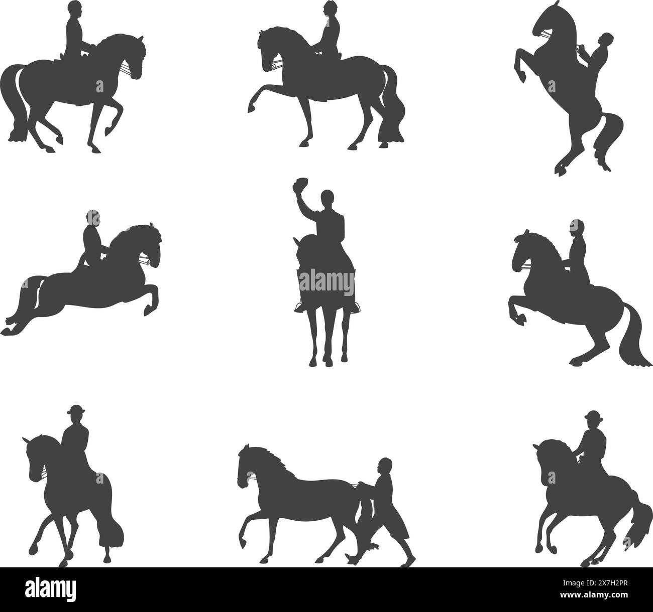 Ensemble de silhouettes, dressage classique Illustration de Vecteur