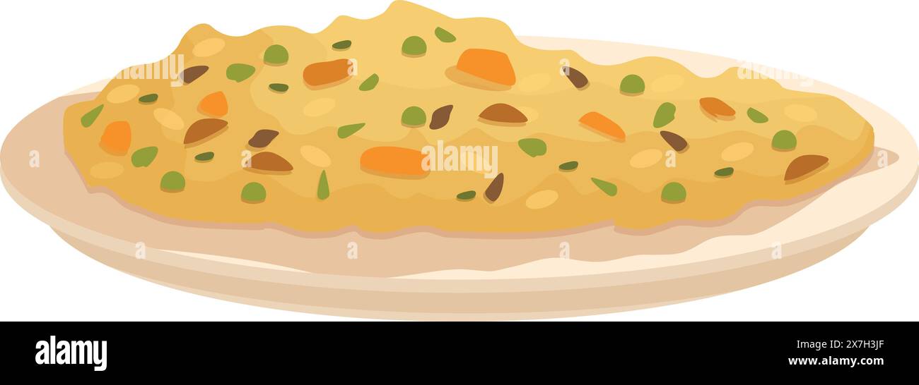 Illustration vectorielle d'un plat pilaf végétal savoureux, parfait pour les visuels de recettes et le contenu alimentaire Illustration de Vecteur