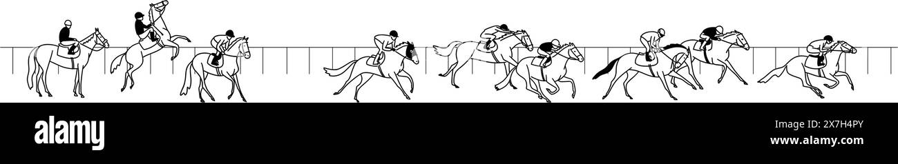 départ de la course de chevaux à l'hippodrome Illustration de Vecteur