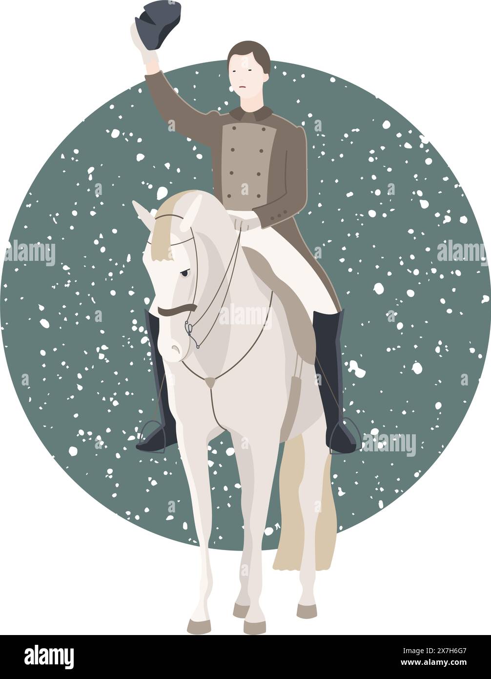 Cavalier de dressage classique à cheval Illustration de Vecteur