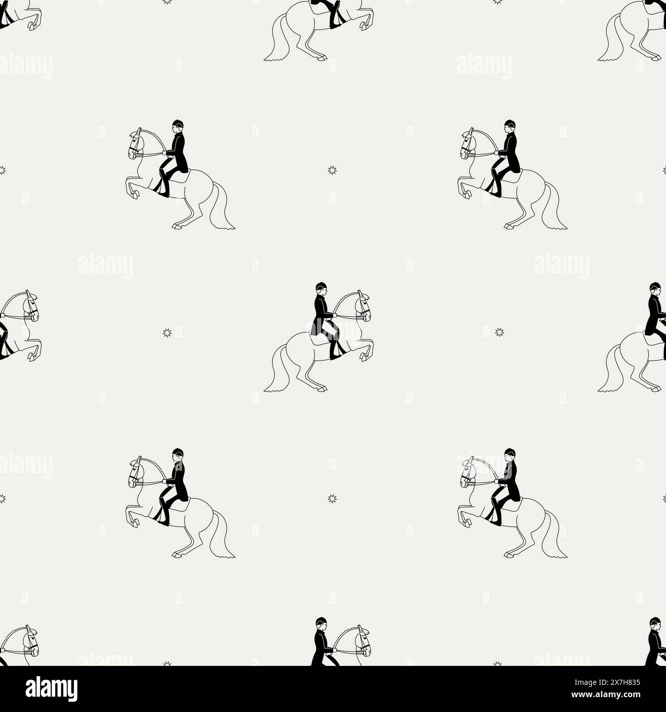 Texture répétitive avec cavaliers et chevaux. Illustration de Vecteur