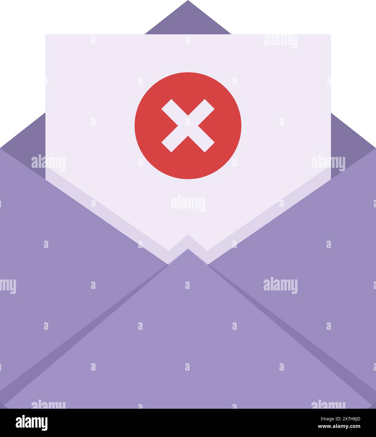 Illustration d'une icône de notification d'erreur d'e-mail en croix rouge symbolisant un problème d'échec de livraison de message avec un concept graphique vectoriel plat pour l'interface utilisateur de communication en ligne illustrant un problème Illustration de Vecteur