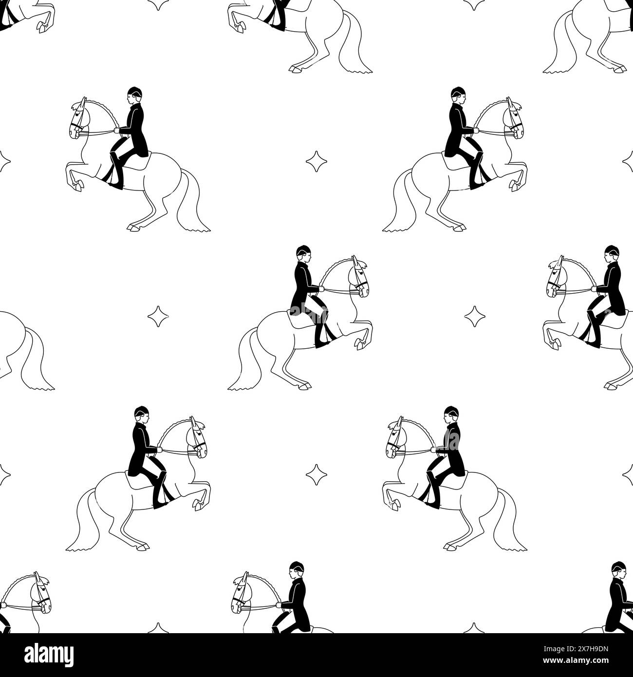 Modèle sans couture de vecteur avec cavalier et cheval Illustration de Vecteur