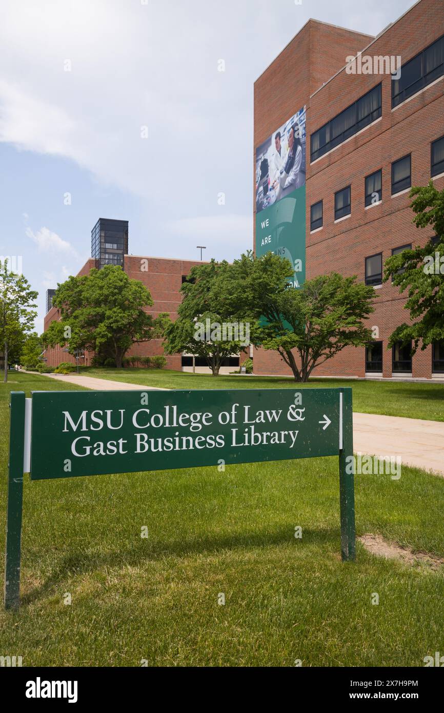 Le MSU College of Law and Gast Business Library sur le campus de l'Université d'État du Michigan, East Lansing Michigan USA Banque D'Images