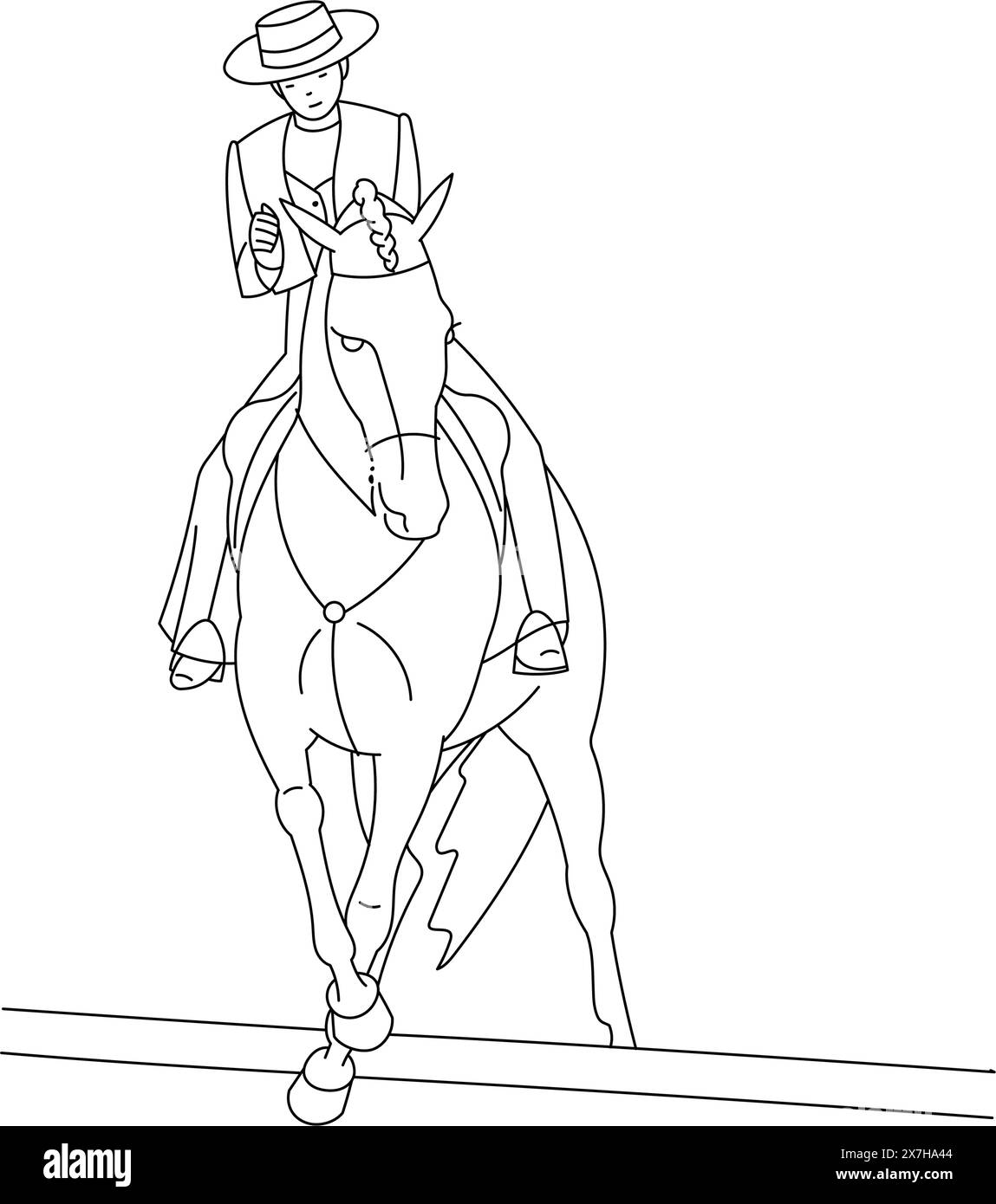 Cavalier sur un cheval, Equitation de travail Illustration de Vecteur